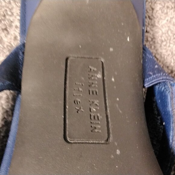 Anne Klein iFlex Josie Heeled Sandals Womens 5.5 M Navy Blue Satin Rhinestone - Picture 13 of 13
